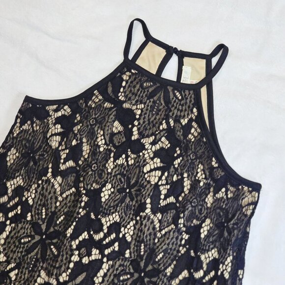 Love FIRE Black Lace Halter Dress – Keyhole Back, Scalloped Hem – Size M – NWOT - Picture 11 of 15
